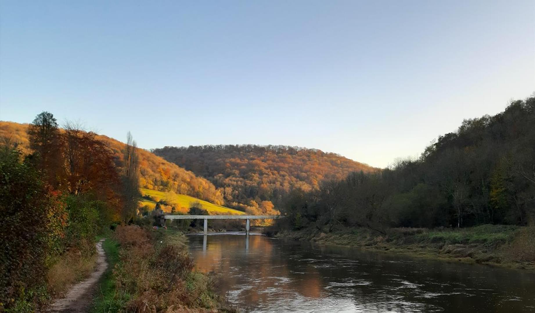 Brockweir Bridge in Tintern in Autumn as seen in the TV series Sex Education