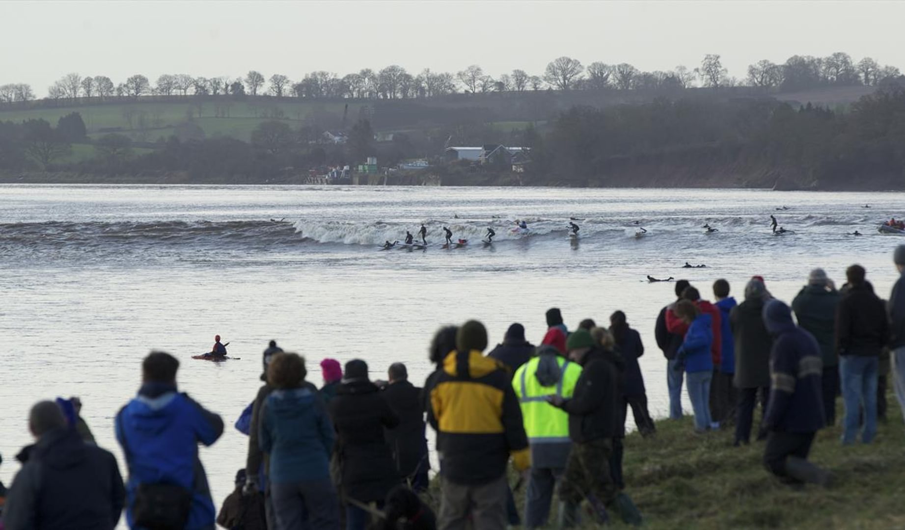People Surfing the Severn Bore