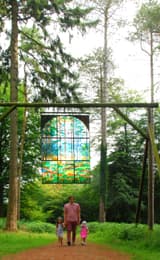 Forest of Dean Sculpture Trail Cathedral of the forest stained glass window