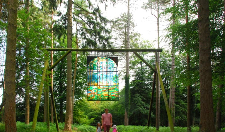 Forest of Dean Sculpture Trail Cathedral of the forest stained glass window
