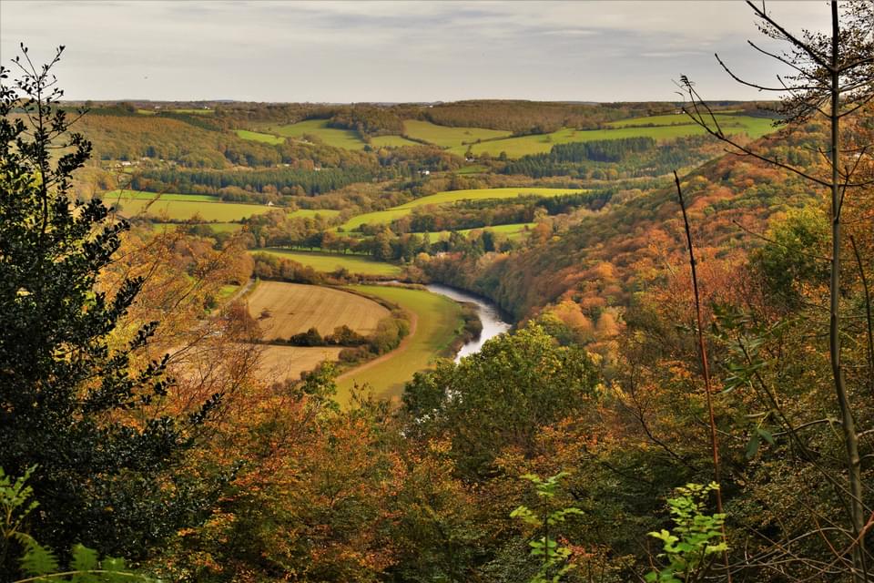 PB View of Wye Valley near Llandogo from walk to Cleddon Falls in Autumn