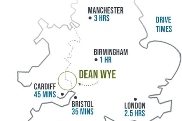 Dean Wye Map Drive Times to the closest cities